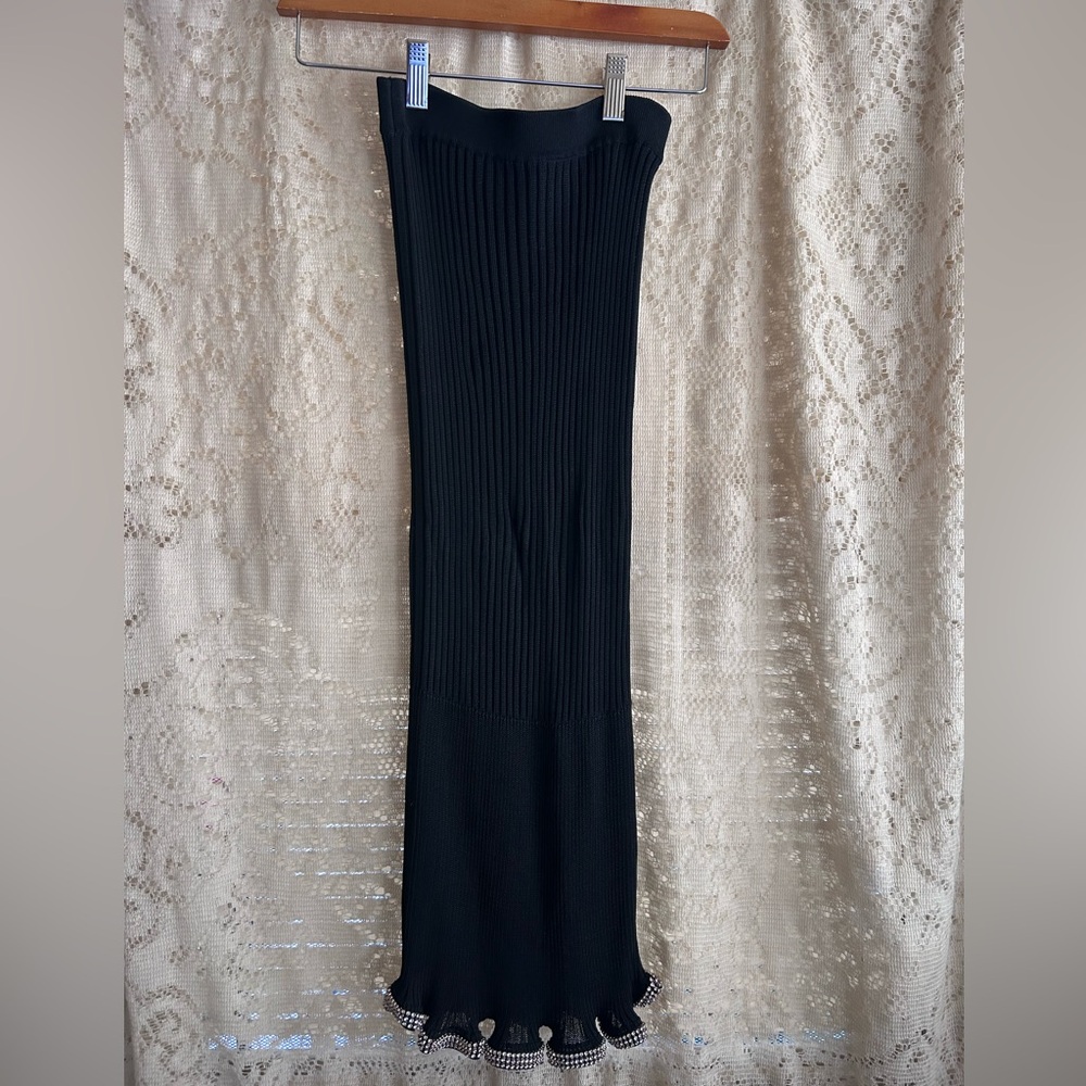 Alexander Wang Crystal Embellished Ribbed Knit Skirt